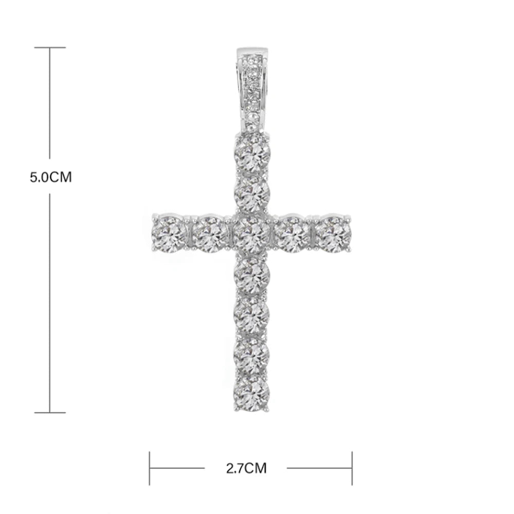 CHAIN ICED WITH CROSS PENDANT 4mm