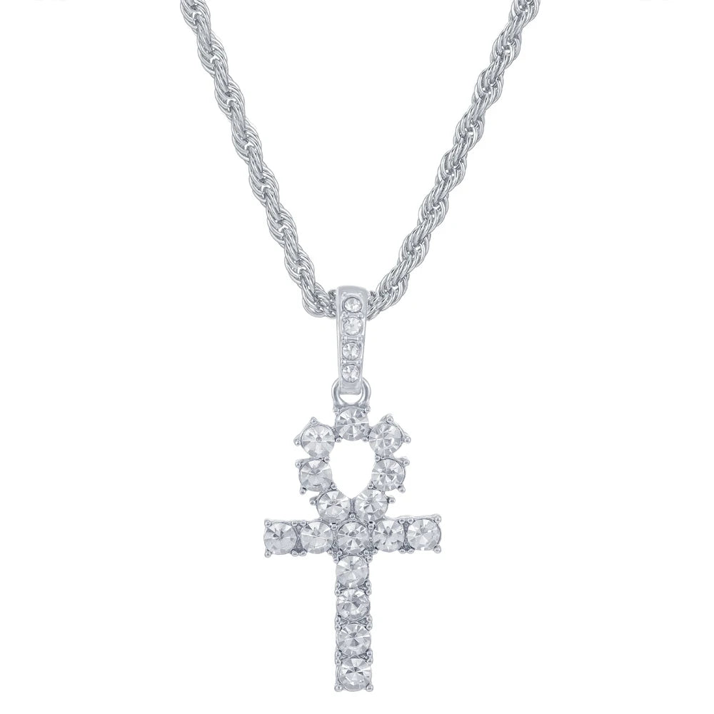 CHAIN ICED WITH CROSS PENDANT 4mm