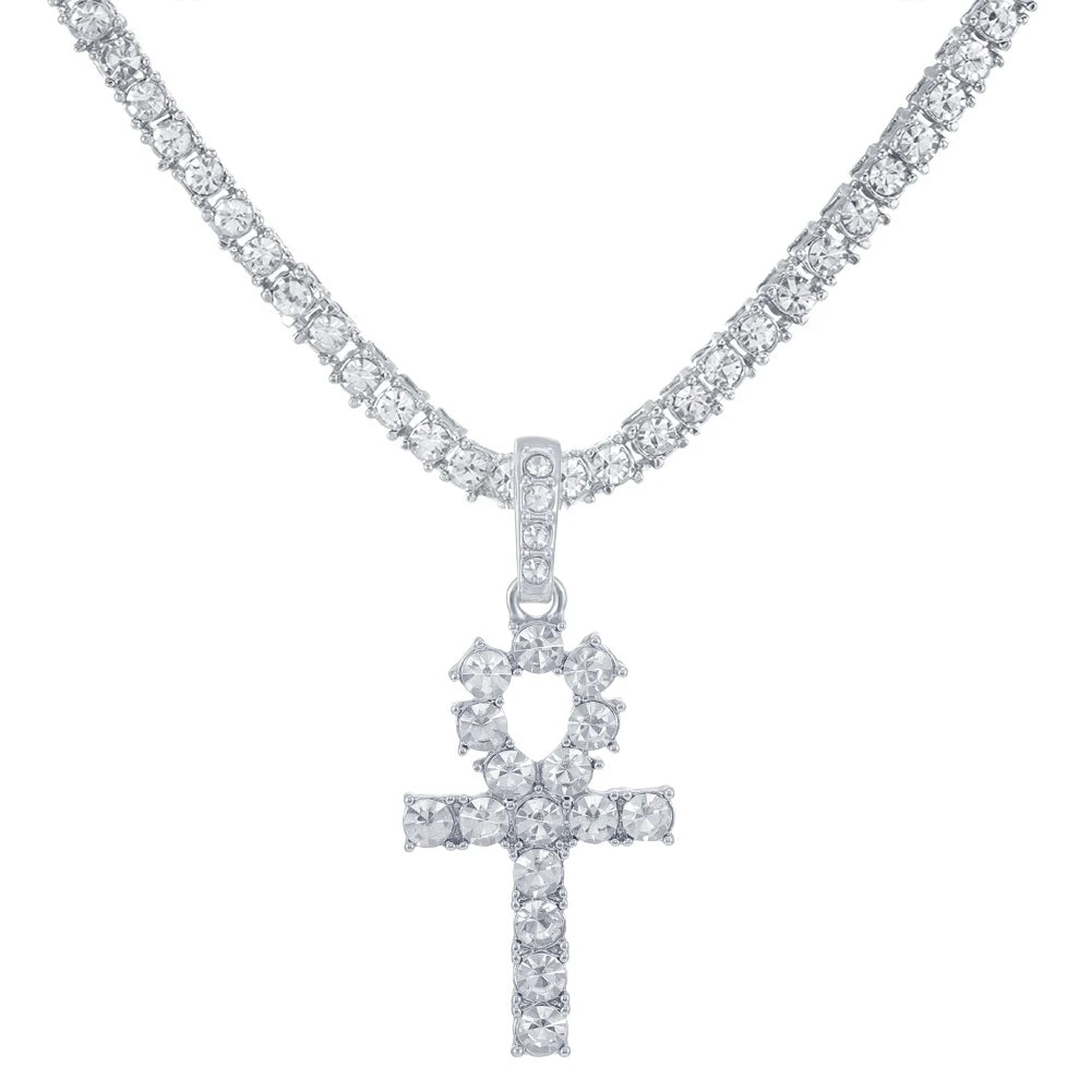 CHAIN ICED WITH CROSS PENDANT 4mm