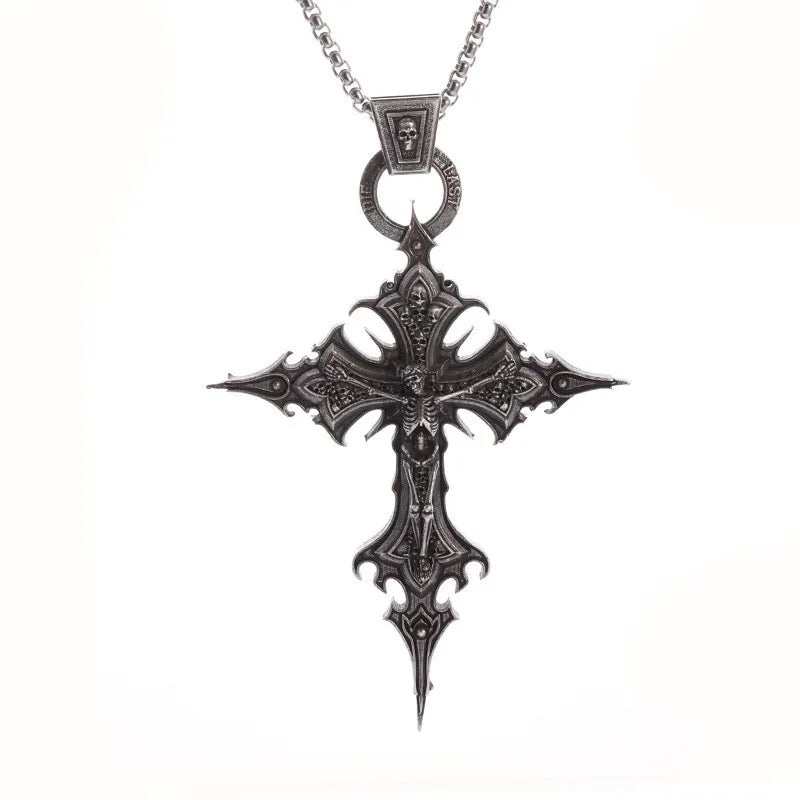 GOTHIC SKULL CROSS PENDANT NECKLACE