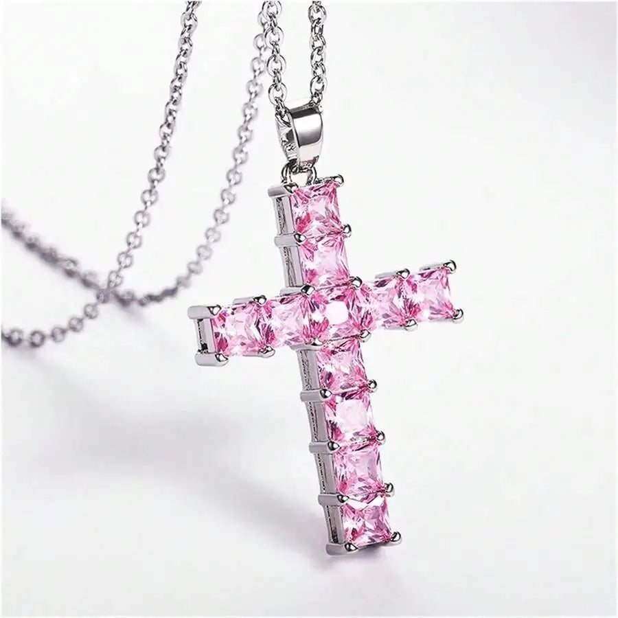 NECKLACE CRYSTAL CROSS PENDANT