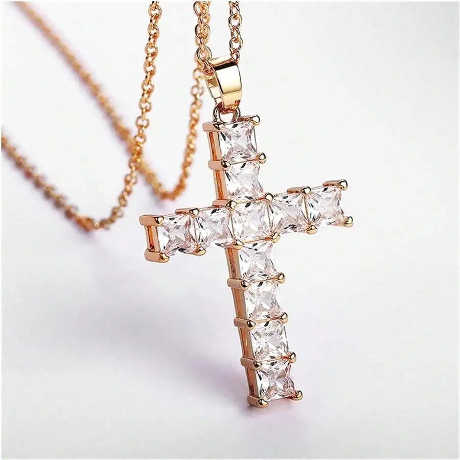 NECKLACE CRYSTAL CROSS PENDANT