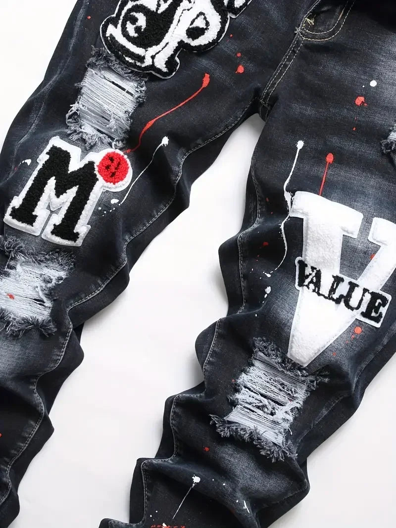 TROUSER Y2K LETTER SKINNY