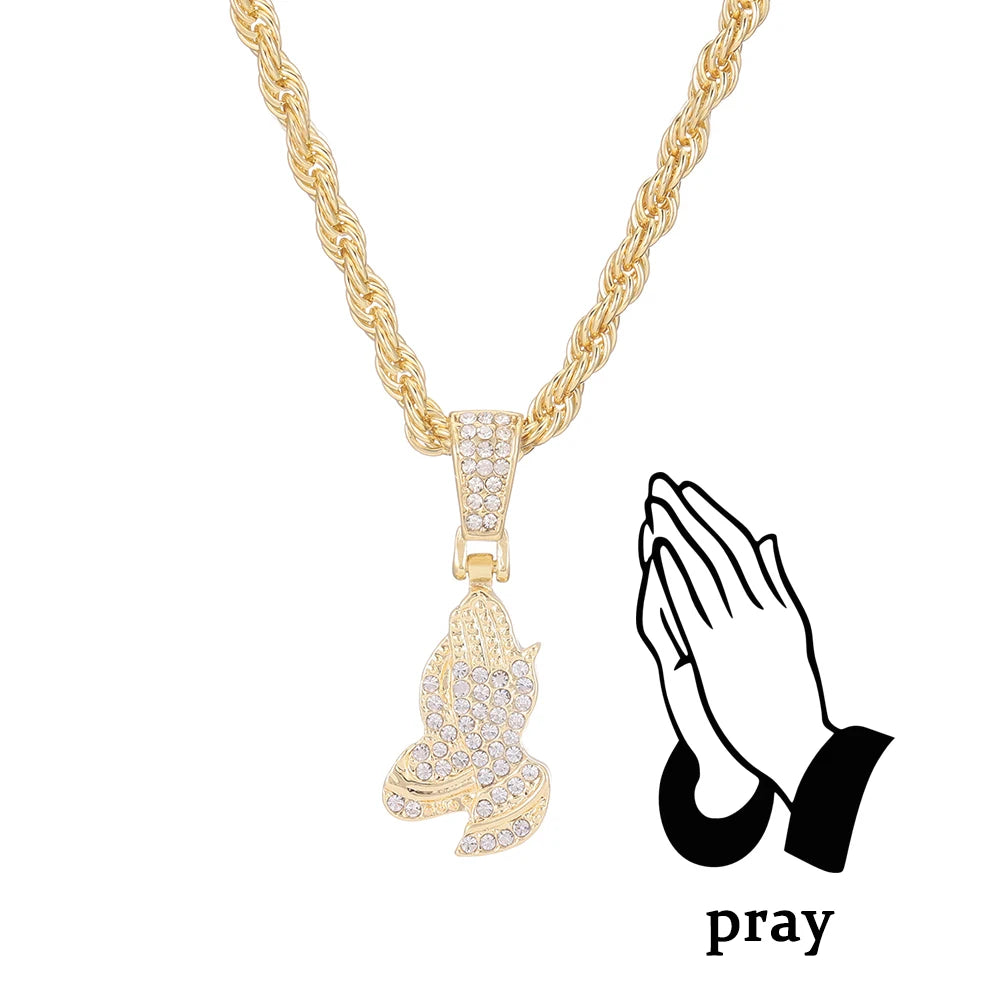 CHAIN ICED WITH CROSS PENDANT 4mm