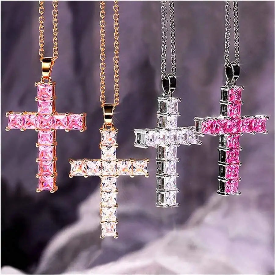 NECKLACE CRYSTAL CROSS PENDANT