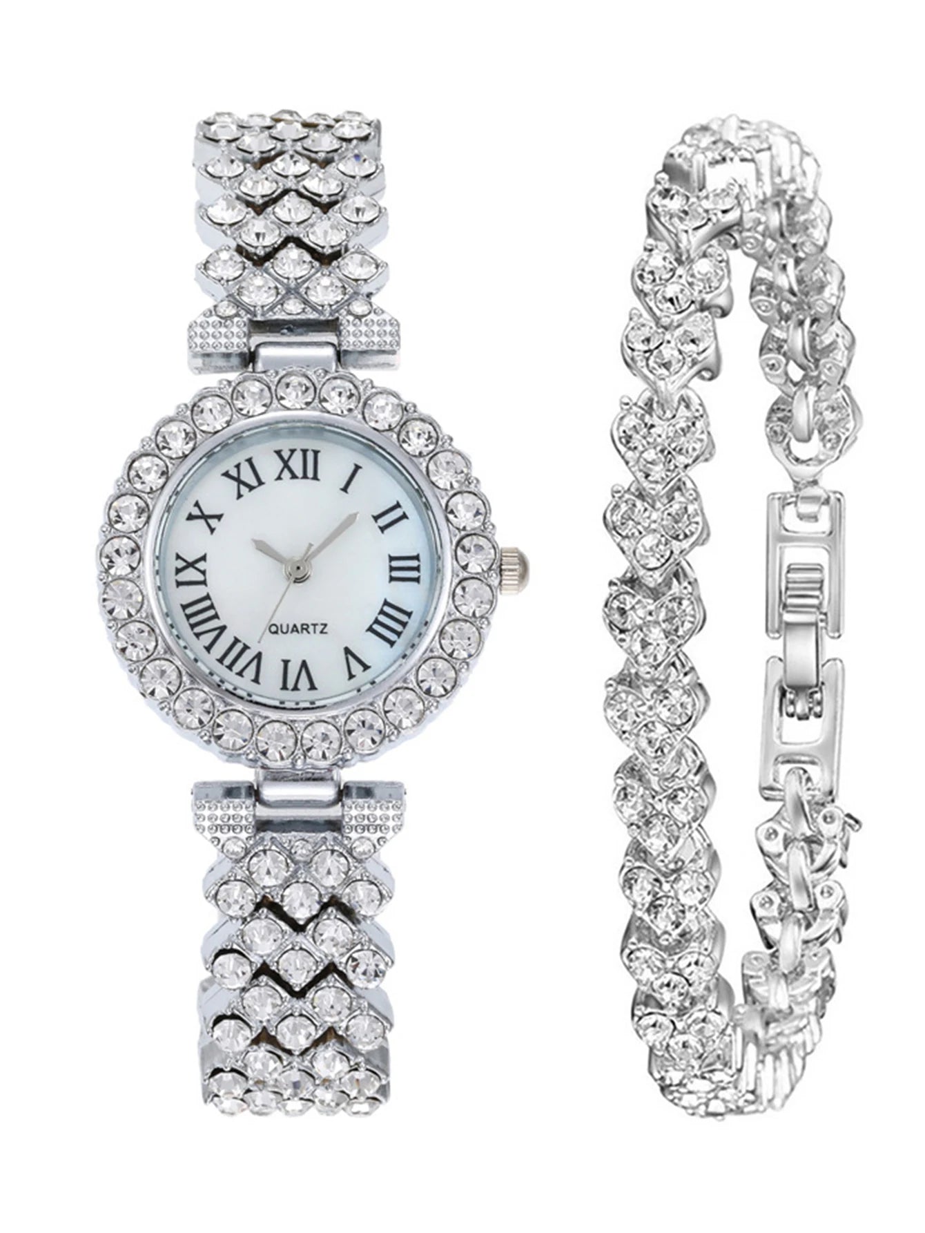 FASHION SIMPLE ROMAN STEEL BELT QUARTZ WATCH
