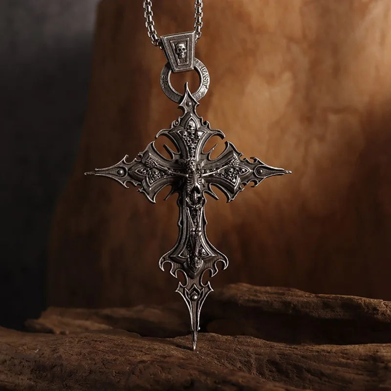 GOTHIC SKULL CROSS PENDANT NECKLACE